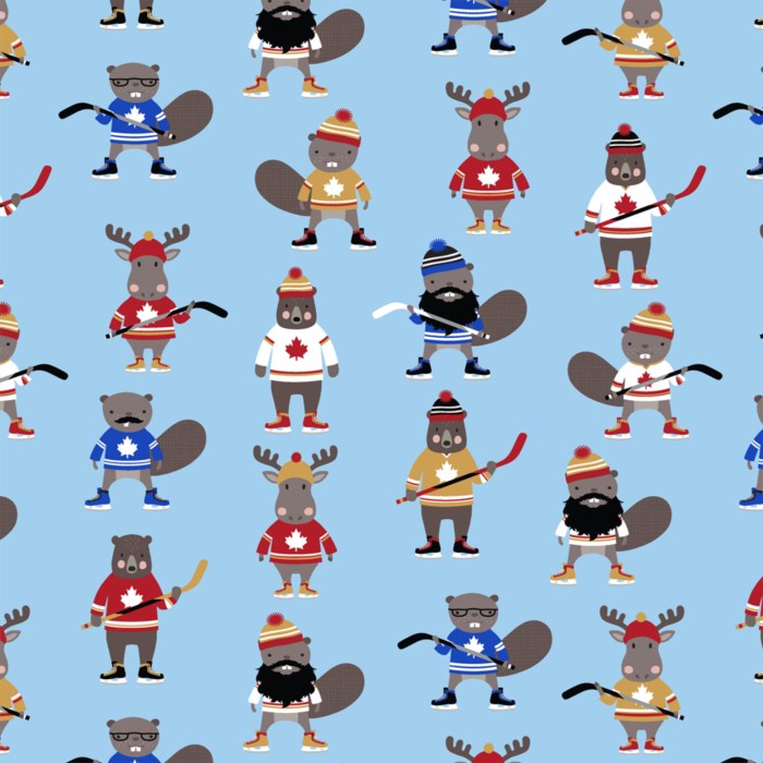 Purely Canadian, Eh - Critters Playing Hockey - FLANNEL