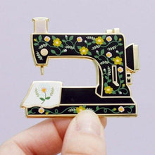 Load image into Gallery viewer, Floral Sewing Machine Interactive Enamel Pin