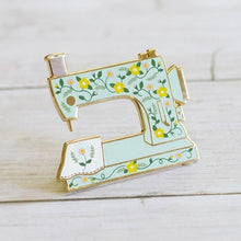 Load image into Gallery viewer, Floral Sewing Machine Interactive Enamel Pin