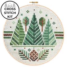Load image into Gallery viewer, Three Pines Cross Stitch Kit
