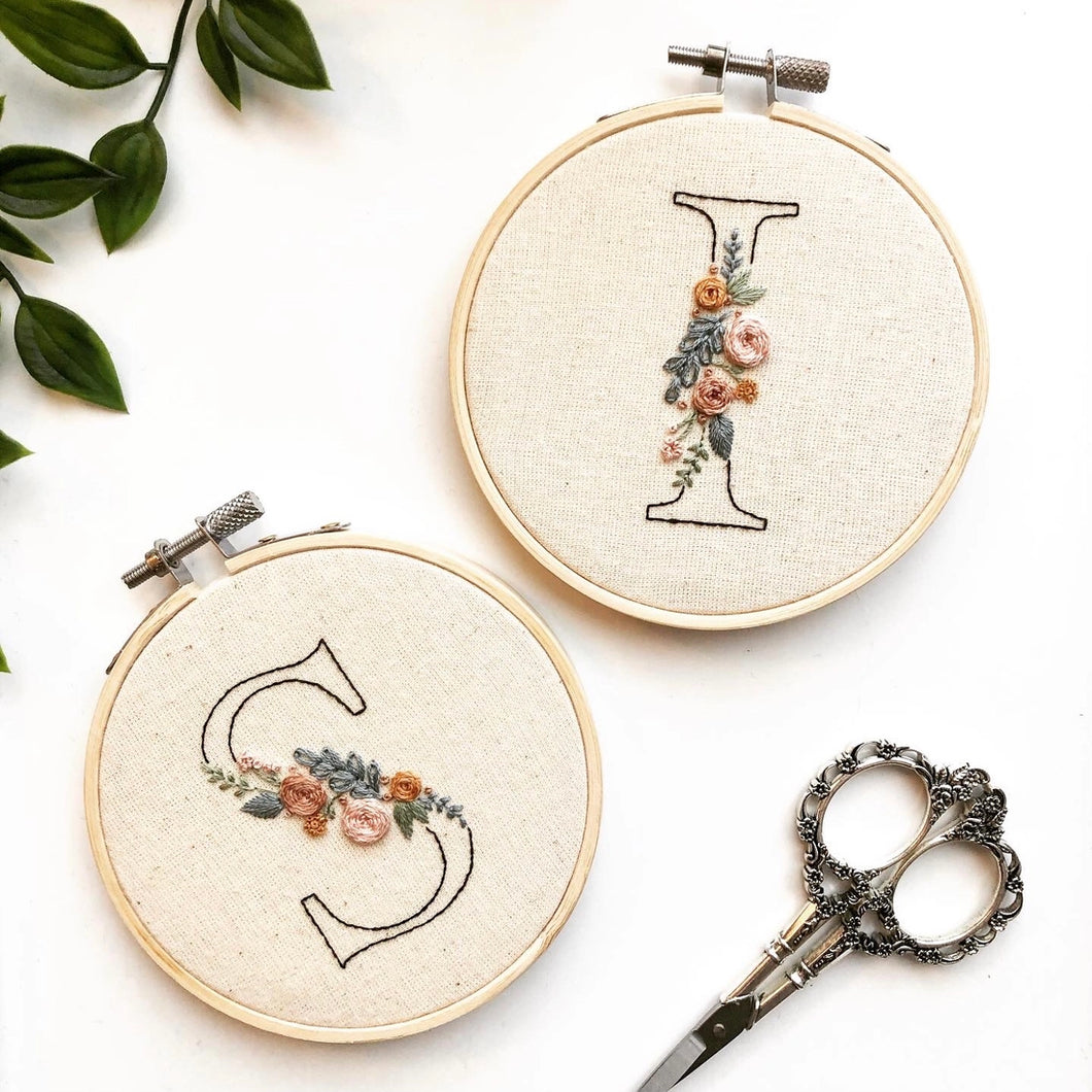 Floral Initial Embroidery Kit