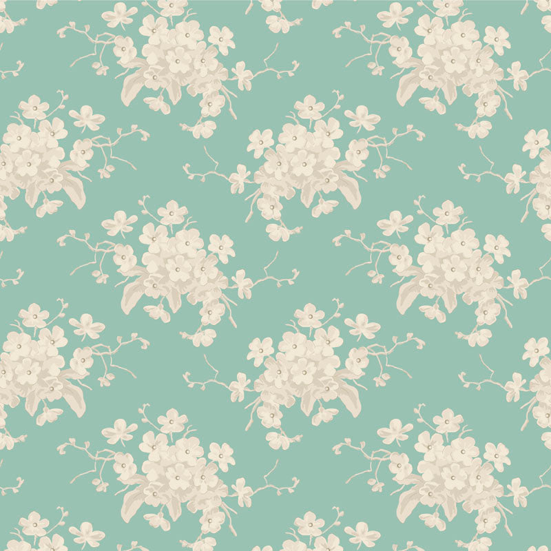 TILDA - Sunday Brunch - White Flower in Teal