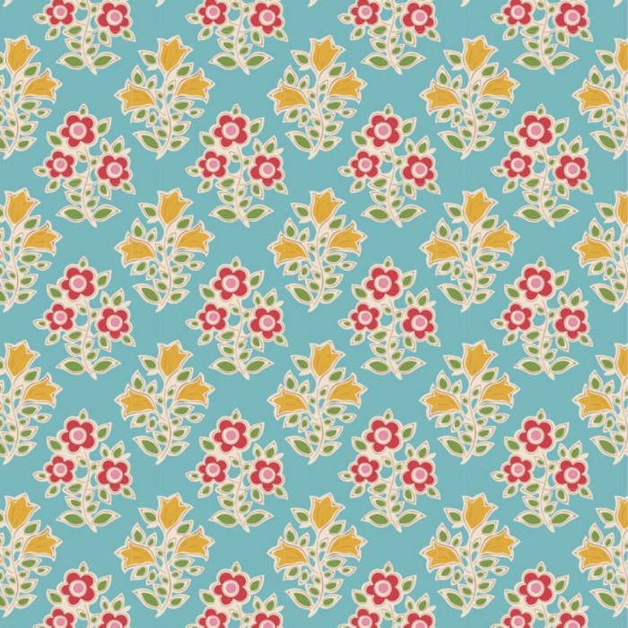 Tilda Jubilee - Farm Flowers - Teal