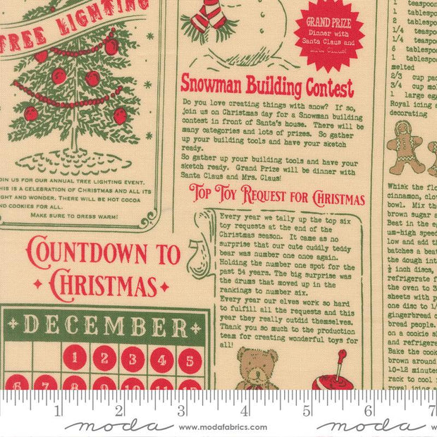 Holiday Cheer - North Pole News Text and Words Vintage Mewsprint - Natural - 20970 11