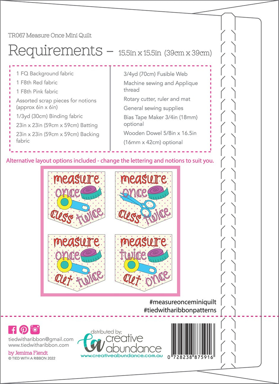 Measure Once Mini Quilt Pattern