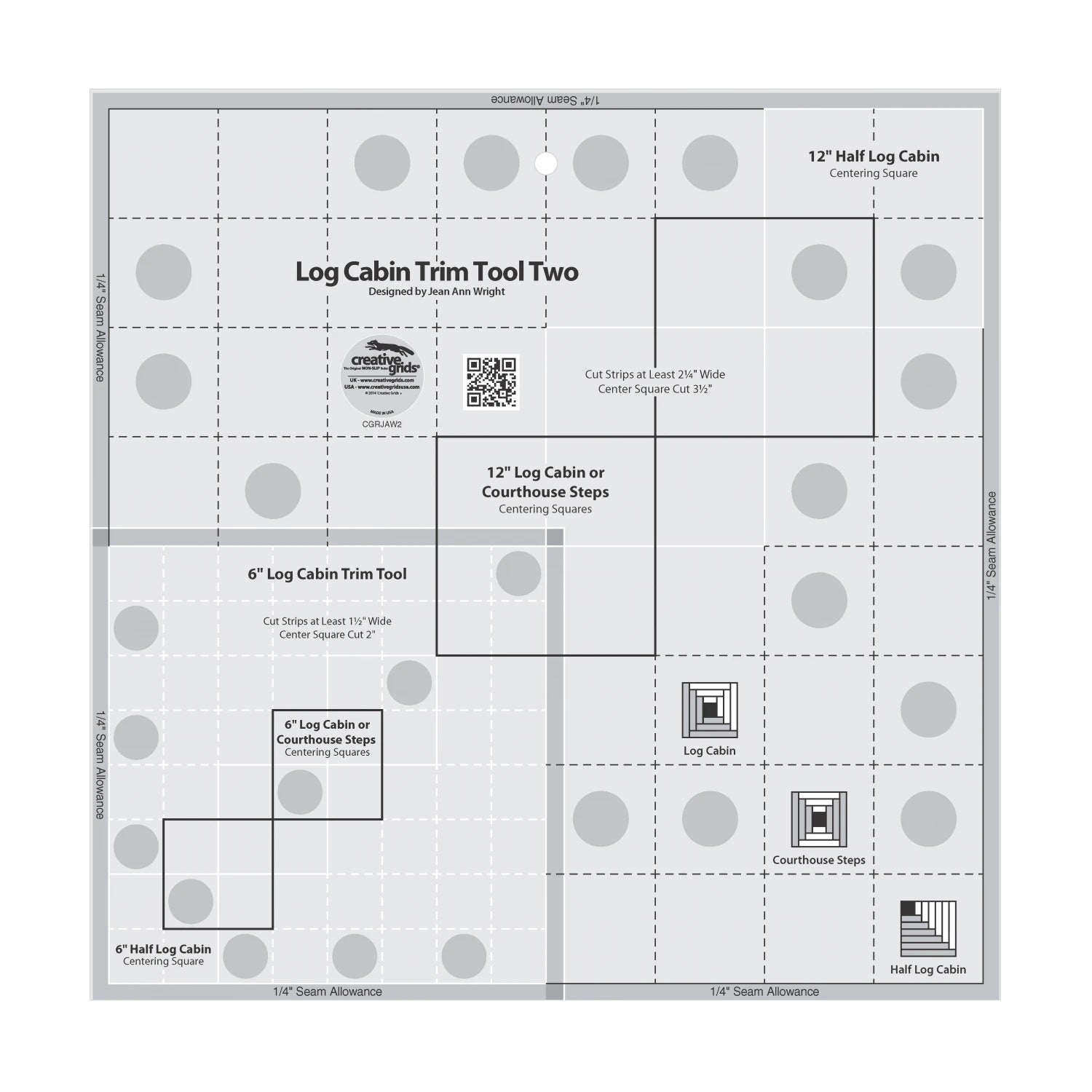 Creative Grids Log Cabin Trim Tool Two 6in & 12