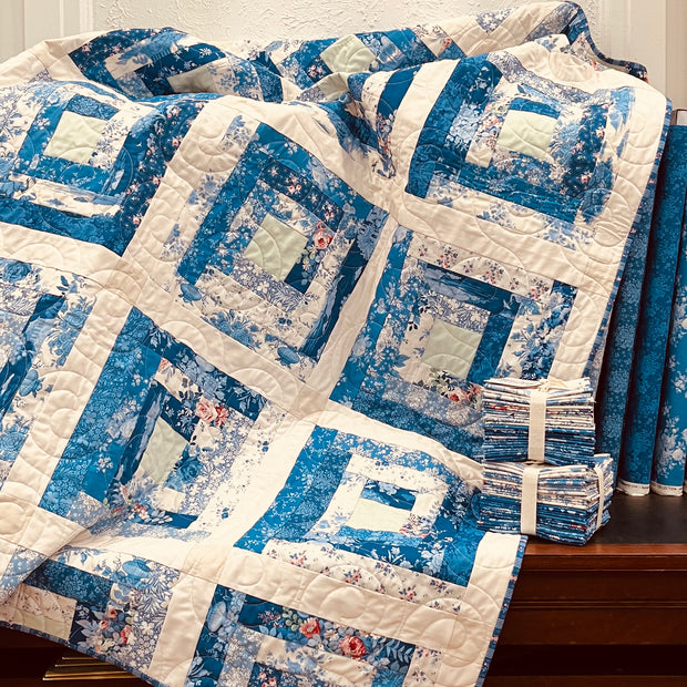 Something Blue Log Cabin Quilt Kit