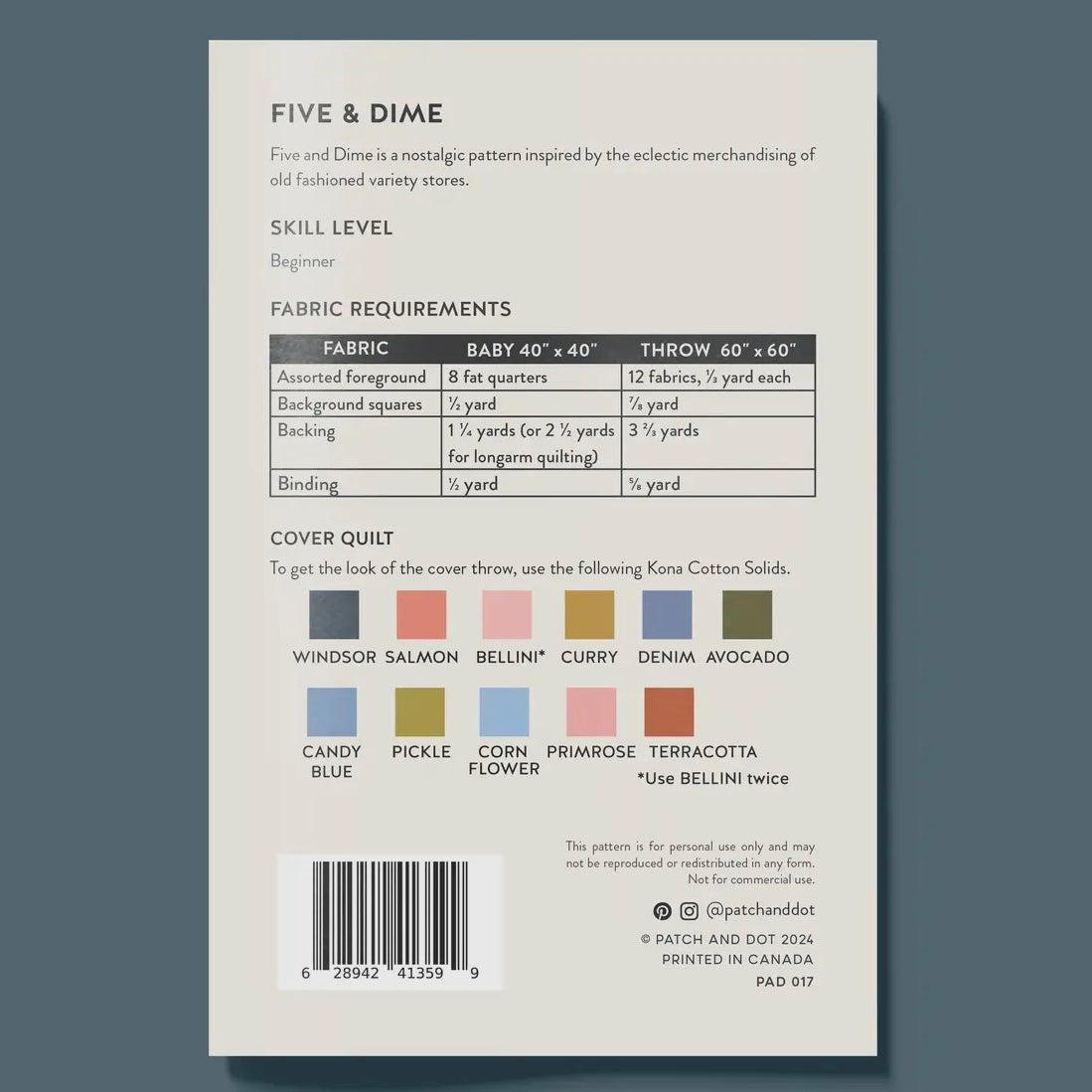 Five and Dime Quilt Pattern