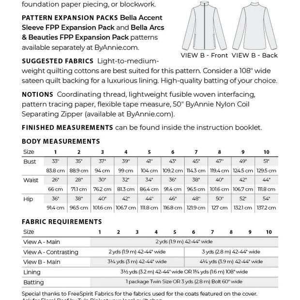 Bella Quilt Coat Pattern - PRINTED