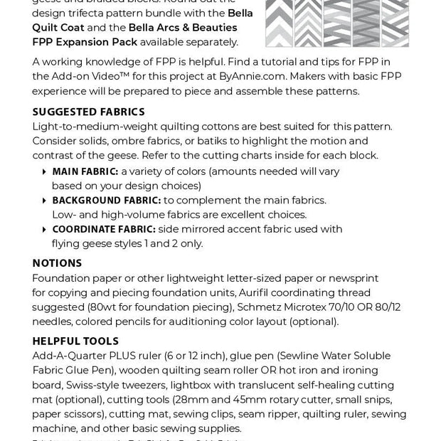 Accent Sleeves Expansion Pack for Bella Quilt Coat - PRINTED