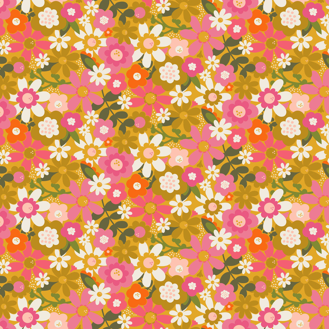 Joyful June - Floral in Ochre - CANVAS