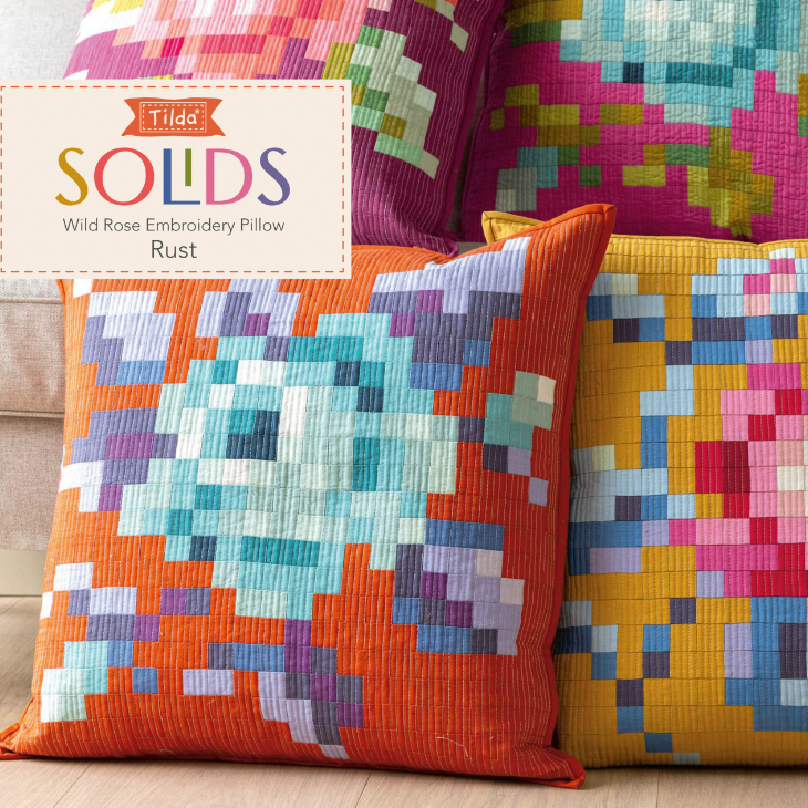 Wild Rose Embroidery Pillow Kit - RUST