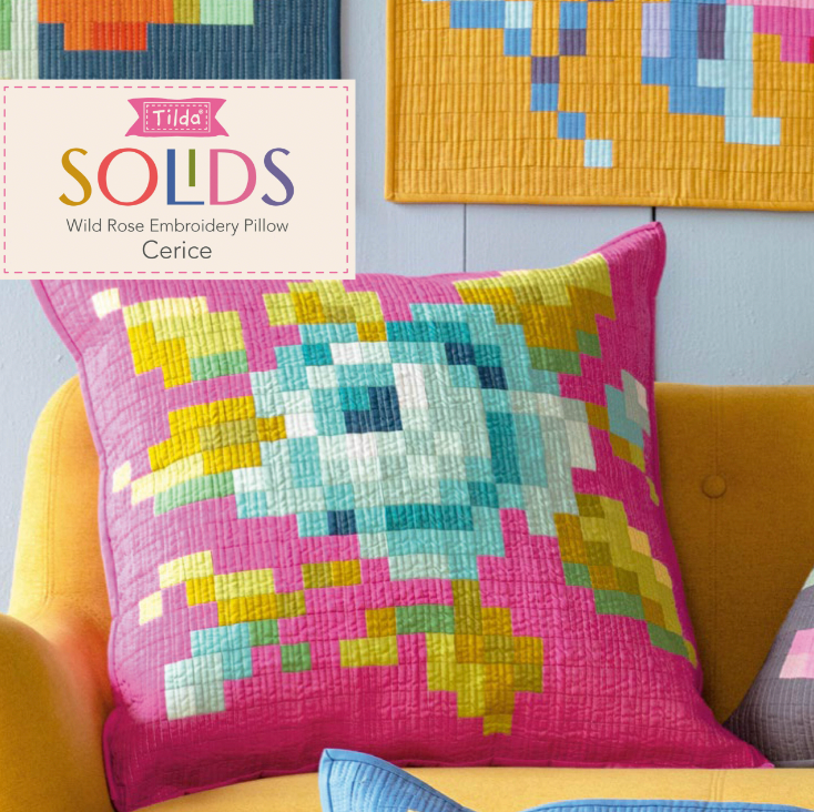 Wild Rose Embroidery Pillow Kit - CERISE