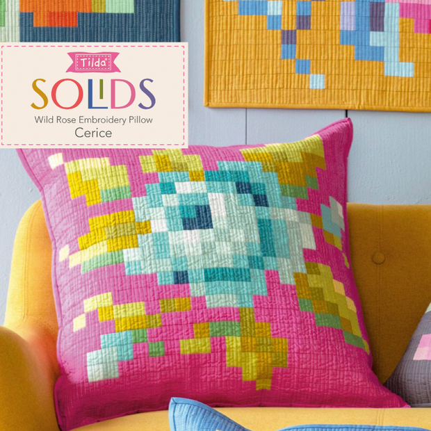 Wild Rose Embroidery Pillow Kit - CERISE