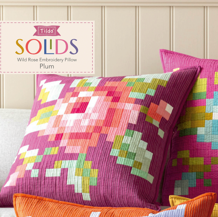 Wild Rose Embroidery Pillow Kit - PLUM