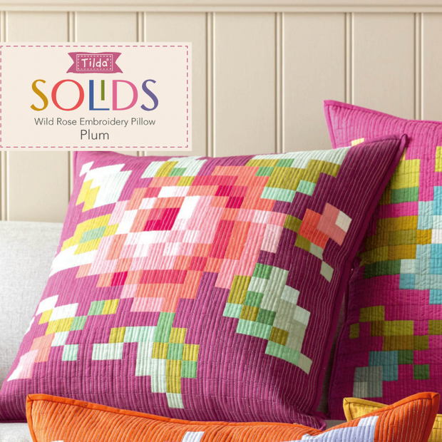 Wild Rose Embroidery Pillow Kit - PLUM