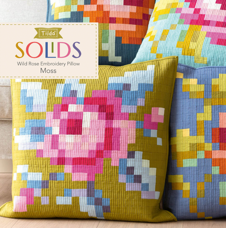 Wild Rose Embroidery Pillow Kit - MOSS