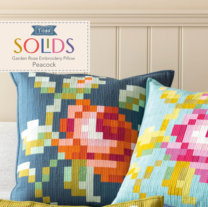 Garden Rose Embroidery Pillow Kit - PEACOCK