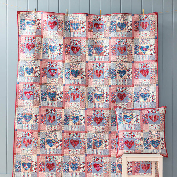 Village Life - Heart of the Village Quilt Kit - Blue / Burgundy