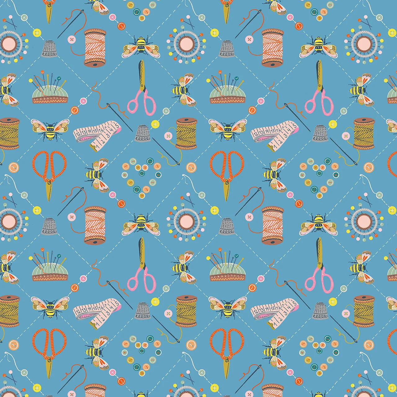 Country Sewing Club - Bee Stitch - 1 m cut