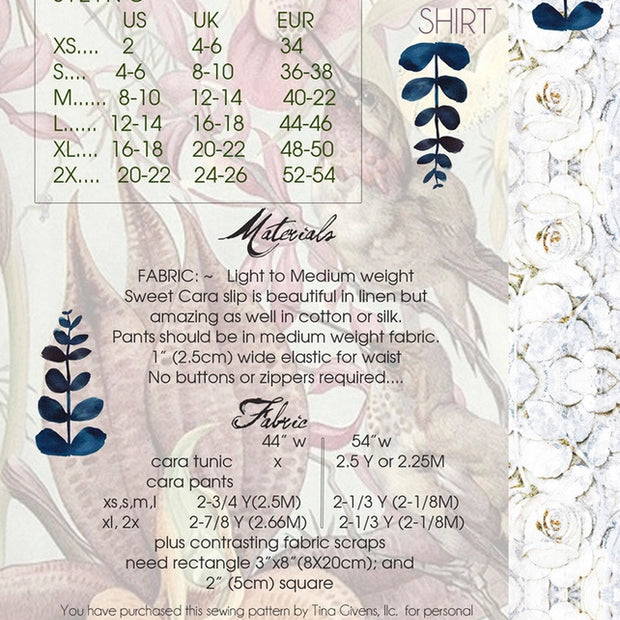 Cara Tunic and Pant Sewing Pattern