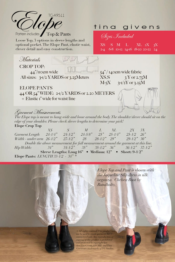 Elope Crop Top and Pant Sewing Pattern