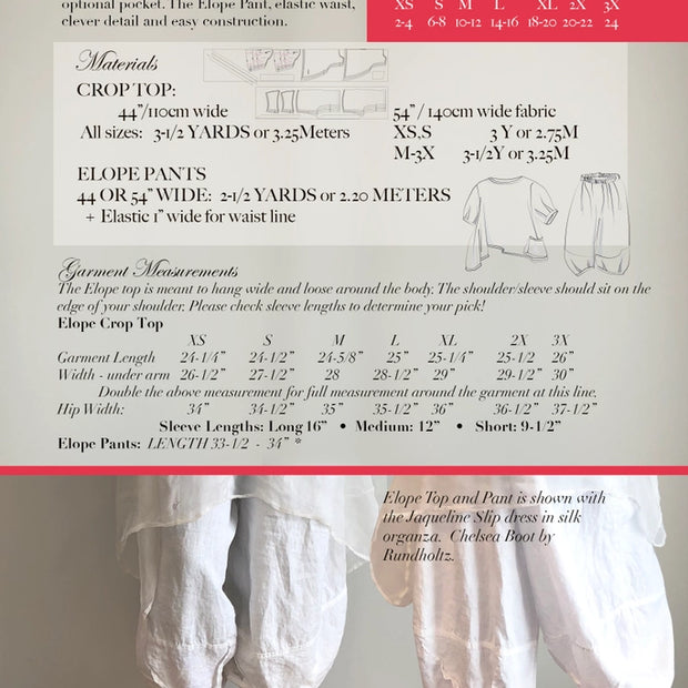Elope Crop Top and Pant Sewing Pattern