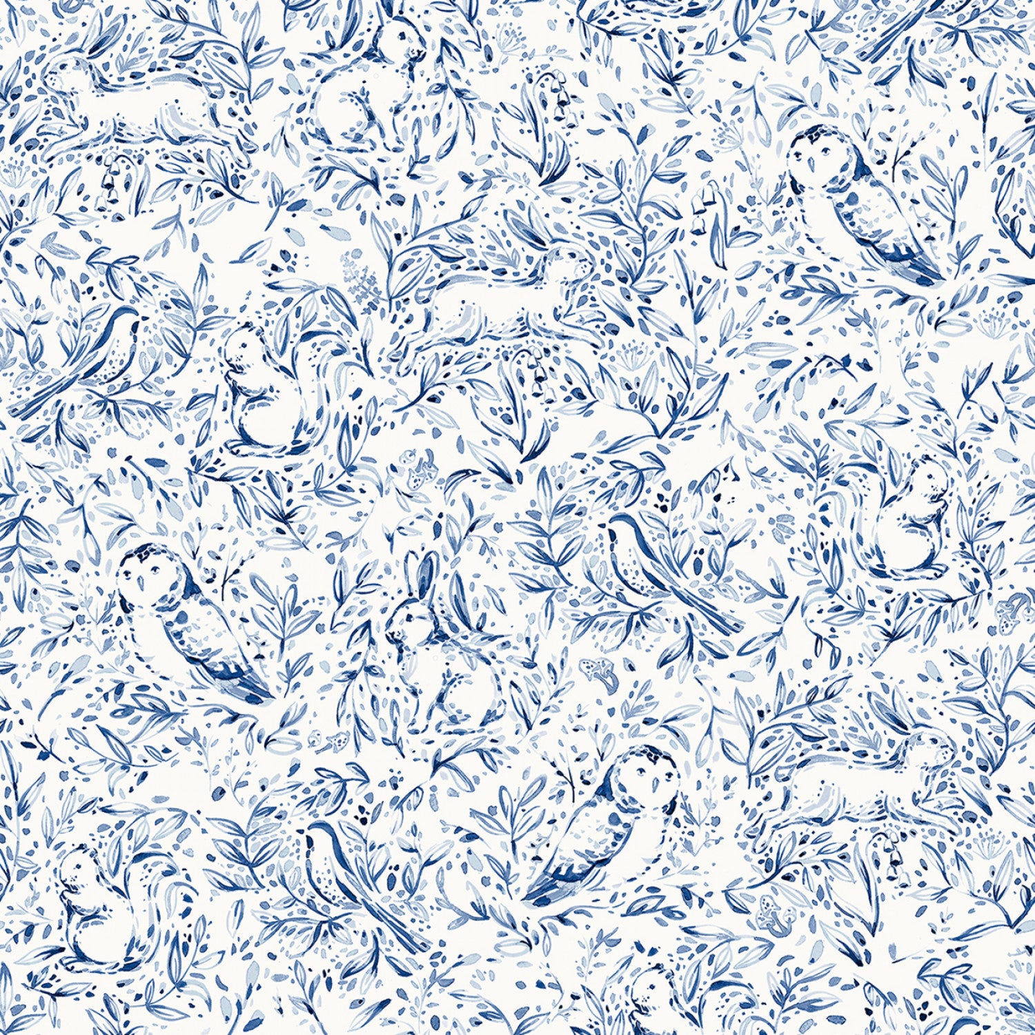 Forest Fauna - Woodland Toile in Blue