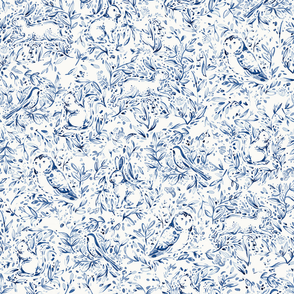 Forest Fauna - Woodland Toile in Blue