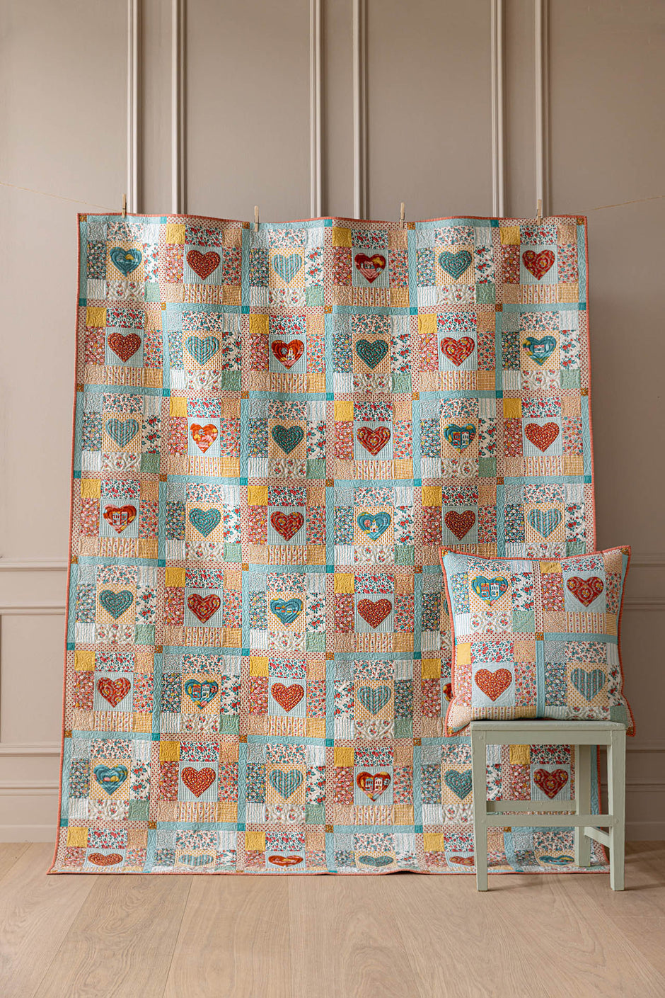 Village Life - Heart of the Village Quilt Kit - Rust / Teal