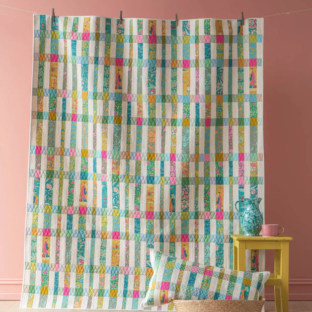 Striped Summer Quilt Kit - Teal / Corn