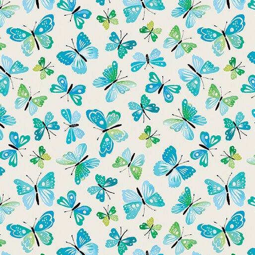 Love and Stitches - Rustic Flutter - Teal / Natural