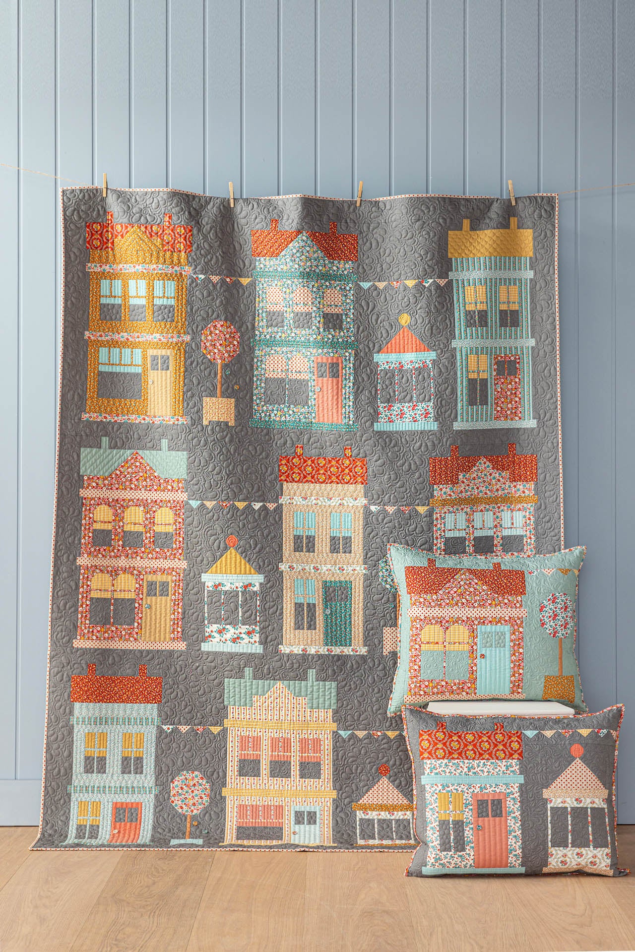 Village Life - Village Life Quilt Kit - Charcoal