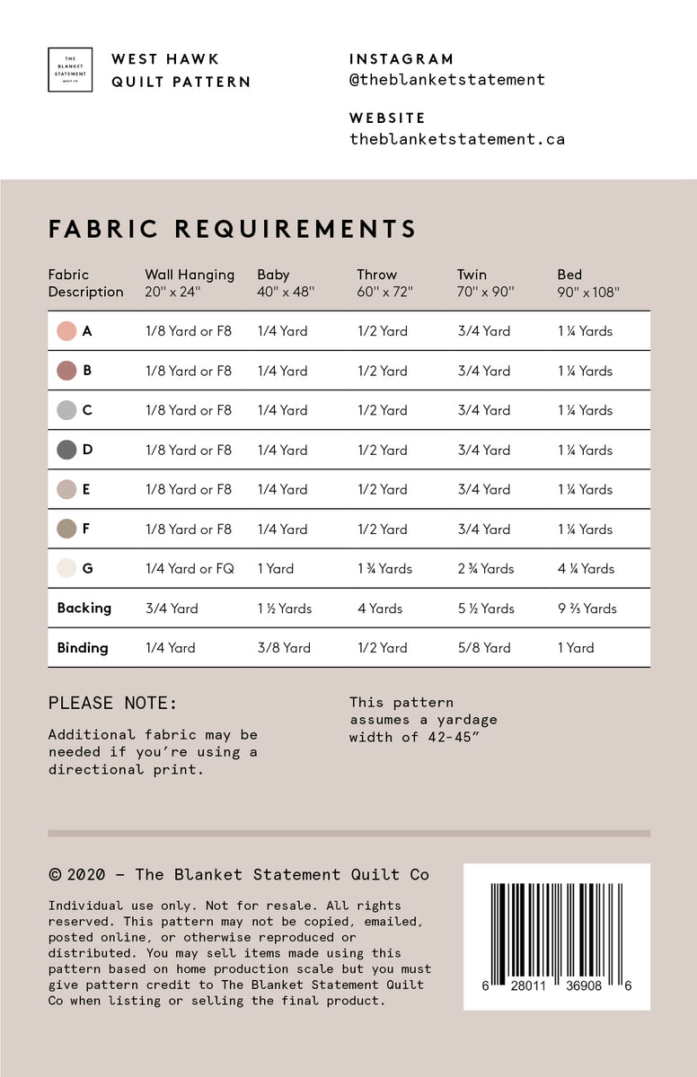 West Hawk Quilt Pattern – Needle Crafts + Studio