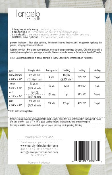 Tangelo Quilt Pattern