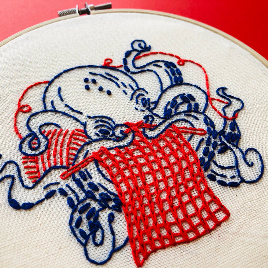 Industrious Octopus Embroidery Kit
