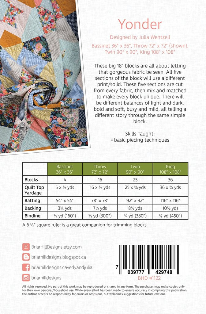 Yonder Quilt Pattern