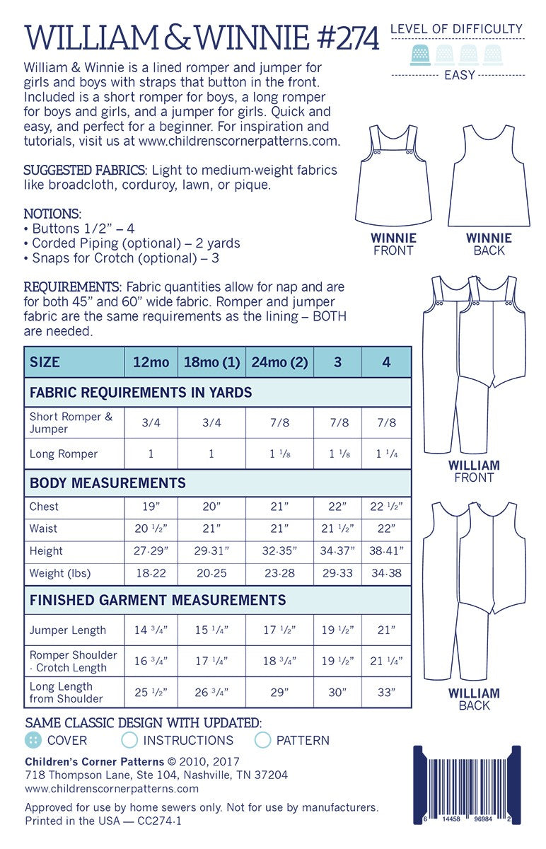 William / Winnie Sewing Pattern