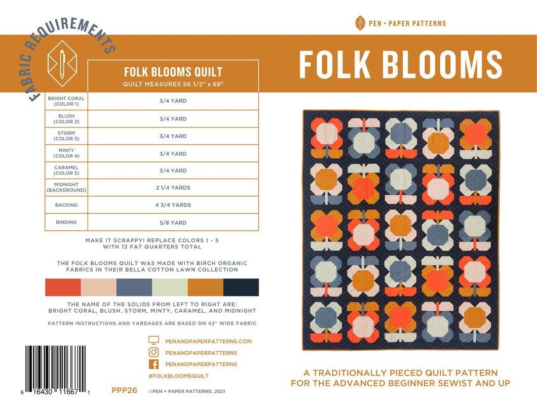 Folk Blooms Quilt Pattern