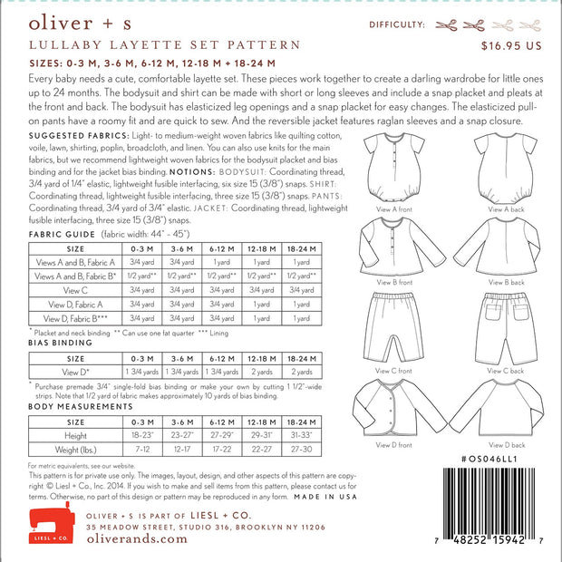 Lullaby Layette Set Sewing Pattern