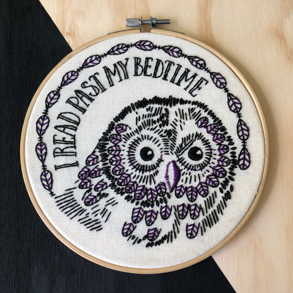 I Read Past My Bedtime Embroidery Kit