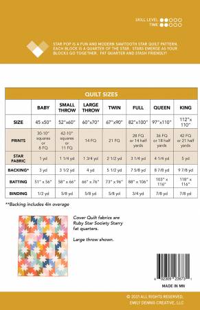 Star Pop Quilt Pattern