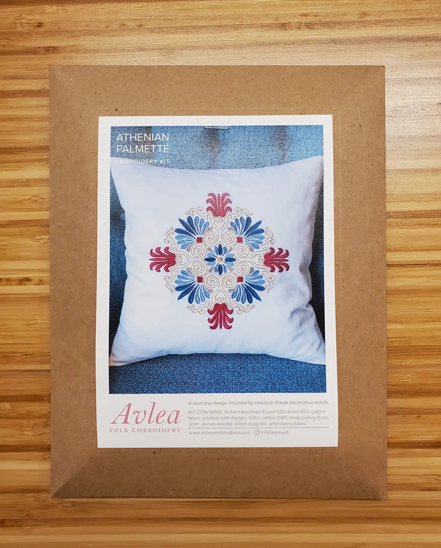 Athenian Palmette Embroidery Cushion Cover Kit