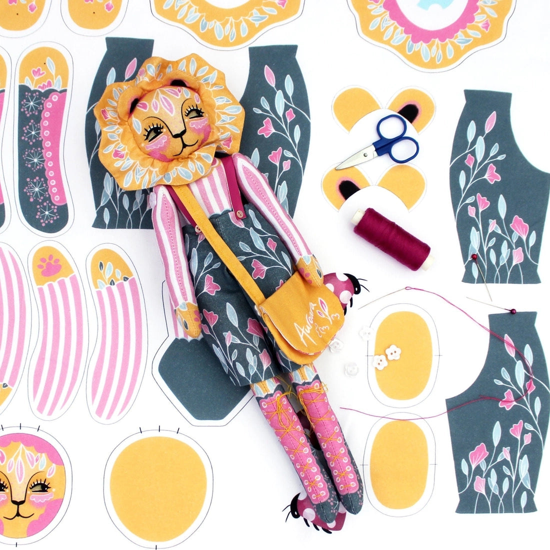 Auroara the Circus Lion DIY Doll Sewing Kit