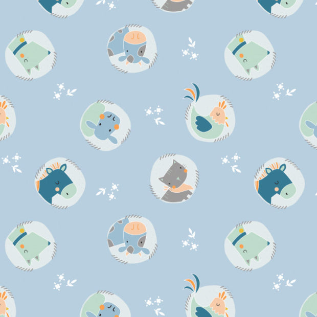 Cluck Moo Oink - Animals on Blue