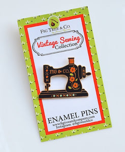 Vintage Sewing Machine Enamel Pin -BLACK