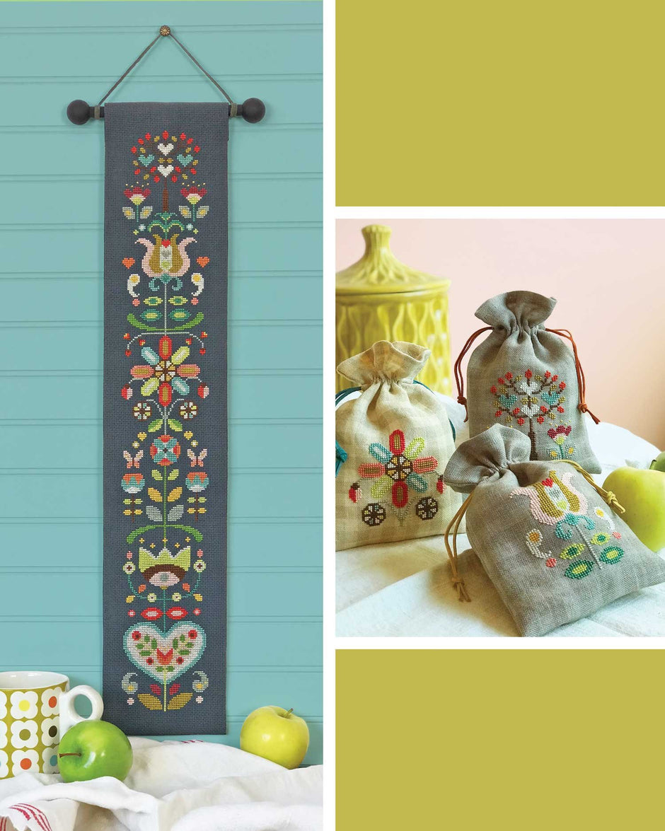 Folk Flowers Cross Stitch Pattern