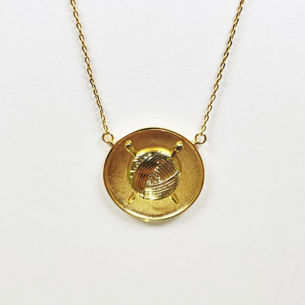 Knit Coin Necklace - GOLD