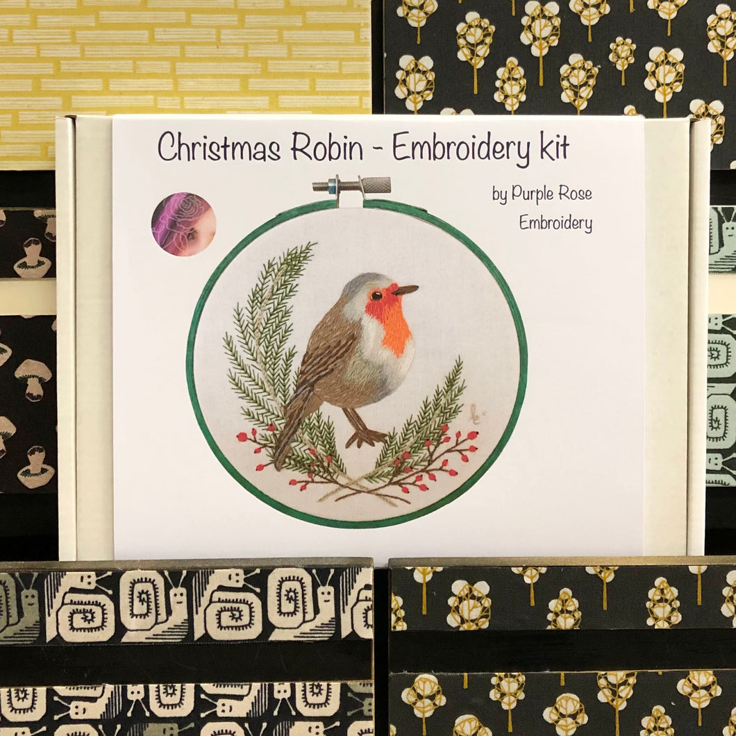 Christmas Robin Thread Painting Embroidery Kit