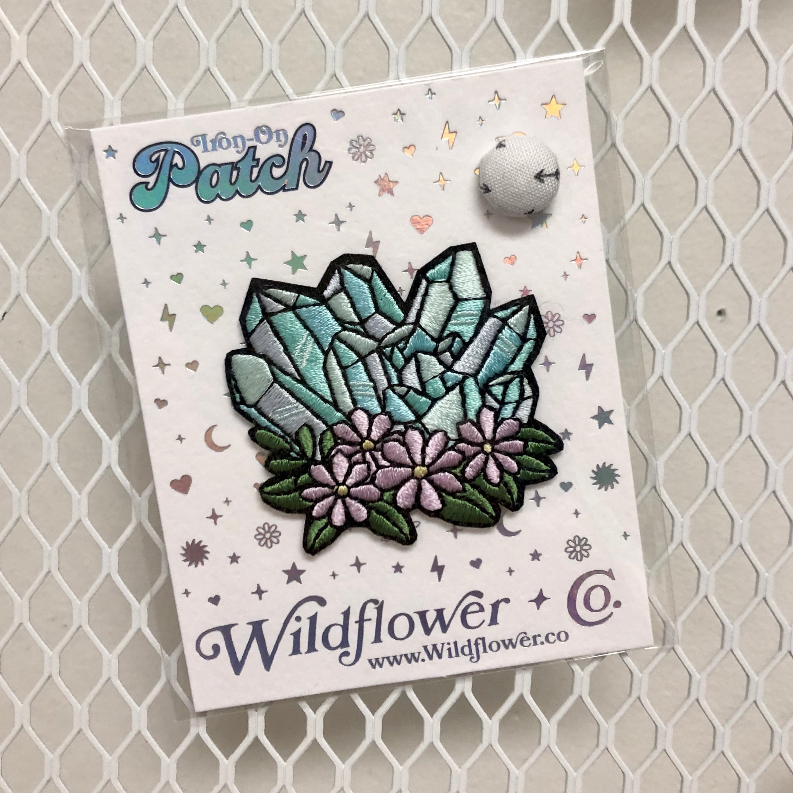 Aqua Crystal Cluster Iron-On Patch